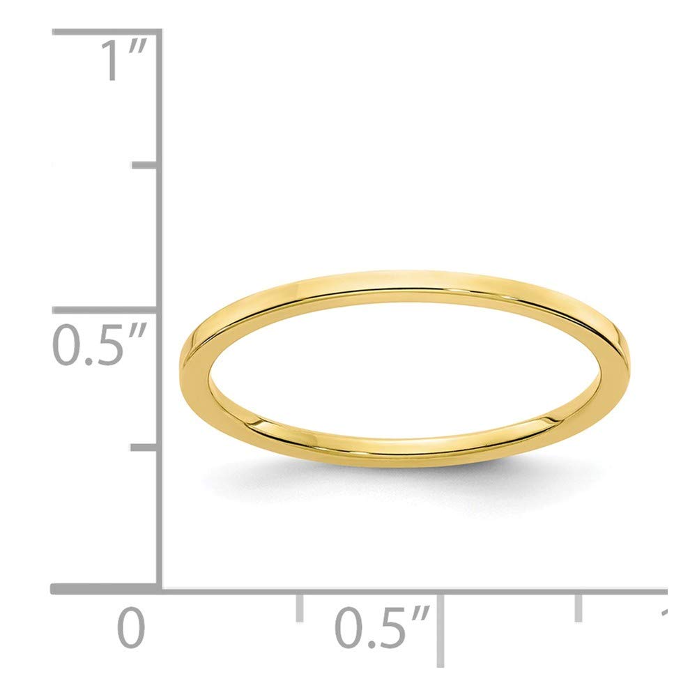 Solid 10k Yellow Gold 1.2mm Flat Stackable Band Thin Wedding Anniversary Ring Size 6.5