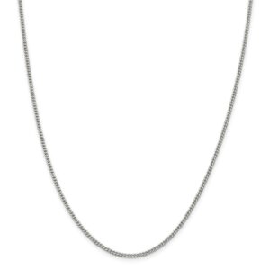 solid 925 sterling silver 2mm curb cuban chain necklace - with secure lobster lock clasp 20"