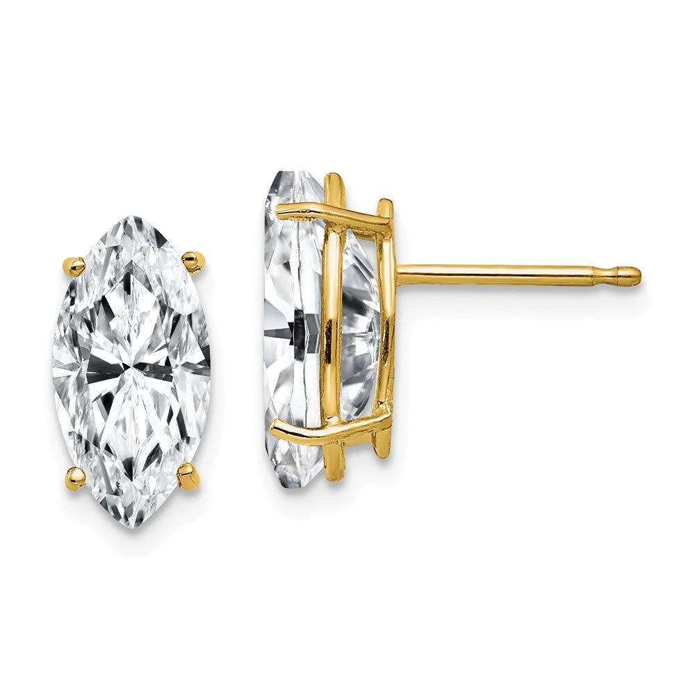 14k Yellow Gold 2ct. 10x5mm Marquise Moissanite Studs Earrings