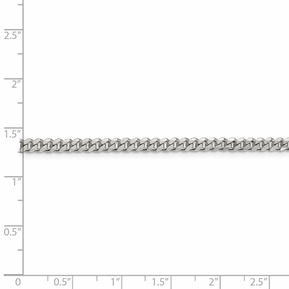 Solid 925 Sterling Silver 3.5mm Curb Cuban Chain Necklace - with Secure Lobster Lock Clasp 18"