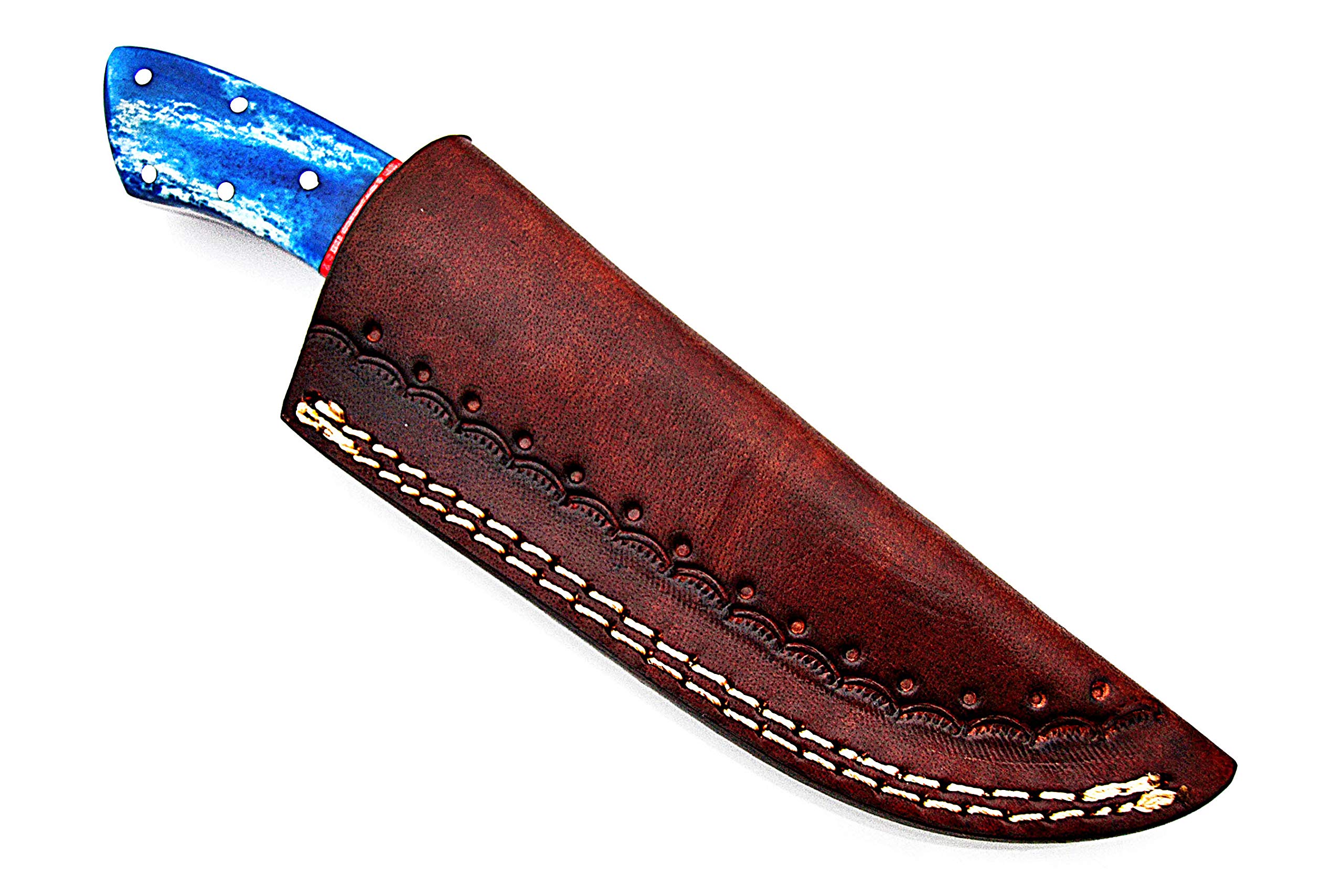 Smart & Sharp Custom Handmade Damascus Steel Hunting Knife/Skinning Knife AA-17301 (Red & Blue Wood)