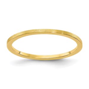 solid 14k yellow gold 1.2mm flat stackable brushed matte finish band thin wedding anniversary ring size 8