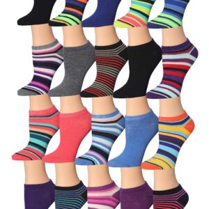 Tipi Toe Women's & Girls 20 Pairs Colorful Patterned Low Cut/No Show Socks GN12-68-20