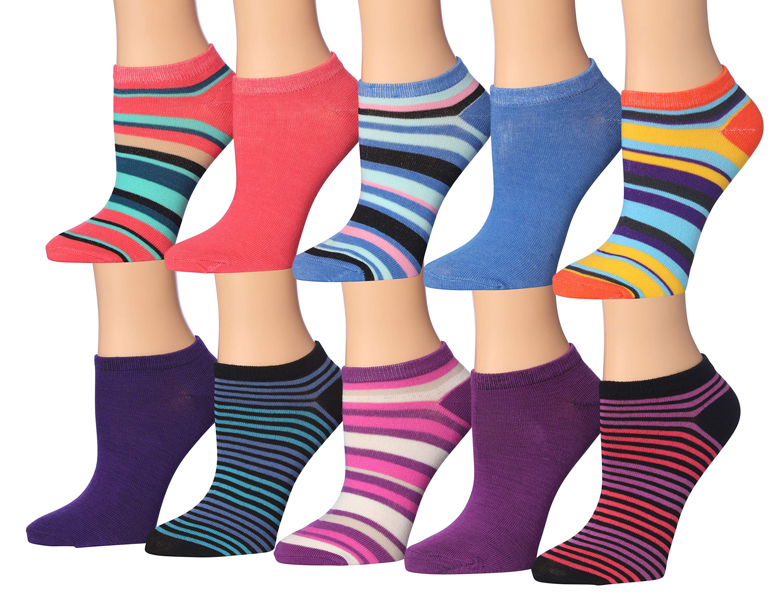 Tipi Toe Women's & Girls 20 Pairs Colorful Patterned Low Cut/No Show Socks GN12-68-20