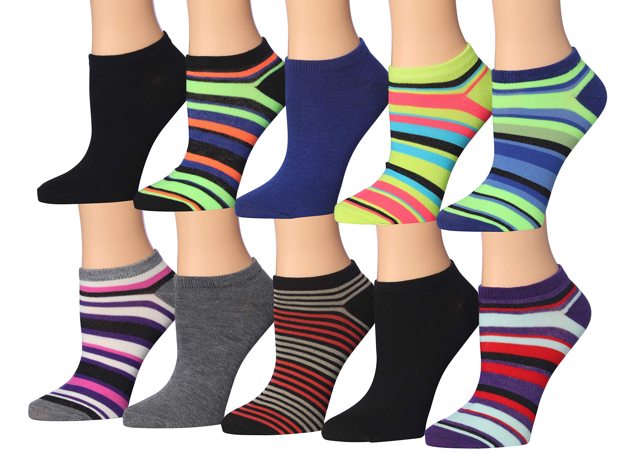 Tipi Toe Women's & Girls 20 Pairs Colorful Patterned Low Cut/No Show Socks GN12-68-20