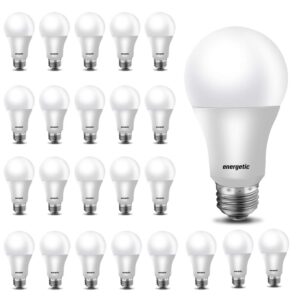 energetic 24 pack a19 led light bulb, 40 watt equivalent warm white 3000k, e26 standard base, ul listed, non-dimmable led light bulb