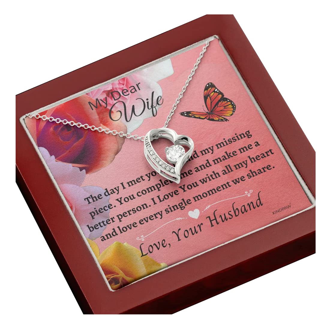 KINDPAW Wife Birthday Gifts From Husband - I Found My Missing Piece. You Complete Me and Make Me A Better Person – Happy Anniversary, Christmas, Valentine’s Day Romantic Gift Necklace For Her