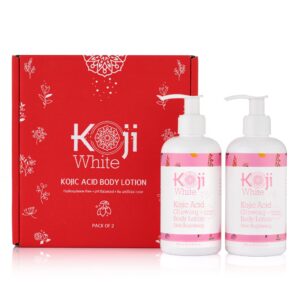 Koji White Kojic Acid & Collagen Body Lotion, Women Gifts Set for Skin Brightening with Arbutin, Glowing Skin, Moisturizer & Radiant Complexion, Uneven Skin Tone - Vegan, 8.45 Fl Oz (2 Packs)