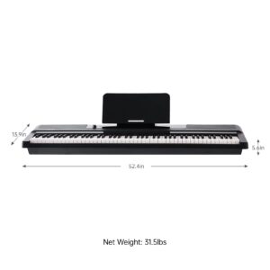 The ONE NEX Digital Piano, Piano Keyboard with 88 Hammer Action Keys for Beginner/Professional, Full Size Weighted Keyboard with Teaching LED Lights, Supports USB/Audio/Headphones/Sustain Pedal