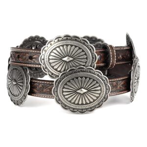 ariat women's tooled leather concho belt, large