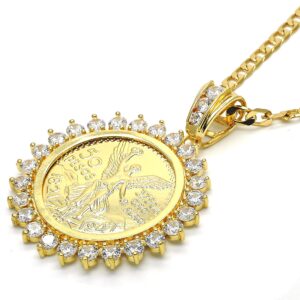 The Bling Factory Polished 14k Yellow Gold Plated Clear Cubic Zirconia Type Type Type Pendant, 70mm x 53mm (' x ')