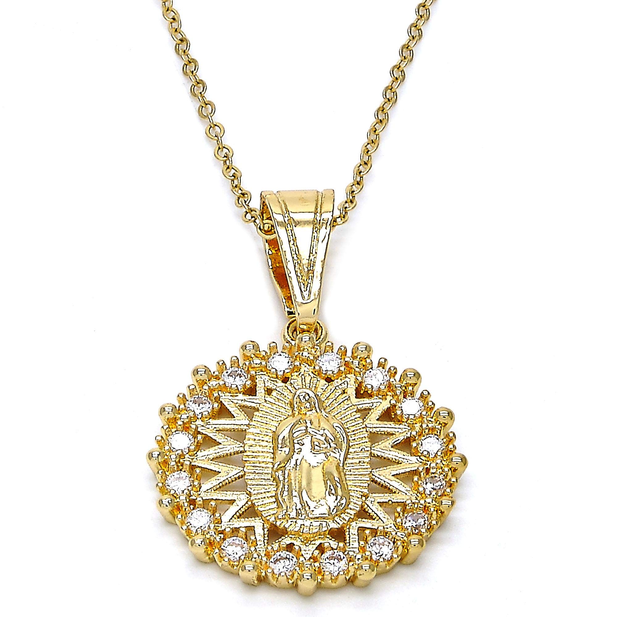 The Bling Factory Polished 0.25 mils 14k Yellow Gold Plated Clear CZ Type Type Type Pendant, 39mm x 25mm (½ inches' x ')