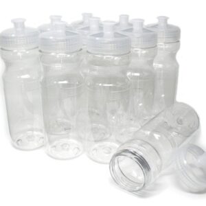 Rolling Sands 24 Ounce BPA-Free Clear/Clear Plastic Water Bottles, Set of 10, Made in USA