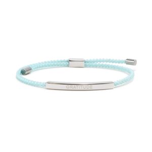 Tally Puppy Gratitude Engraved Braided Bracelet Inspirational Bracelets Encouragement Gifts For Women Mantra Bracelets Women Thinking Of You Gifts For Women Meaningful Gifts Adjustable (Aqua)