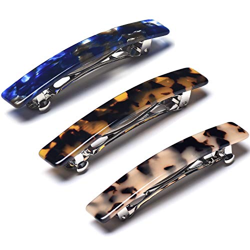 3 Pcs Womens Hair Barrettes Tortoise Shell Cellulose Acetate Barrettes Small French Barrettes For Thin Hair