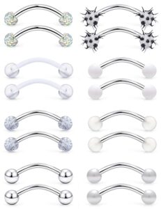 jenxnjsjo 14g snake frog eyes piercing jewelry tongue para la lengua for women men 14mm 9/16in bars extra long belly naval button rings snake bite curved barbells surgical stainless steel