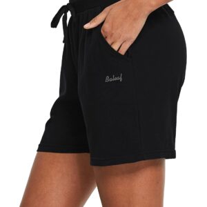 BALEAF Womens Lounge Shorts Cotton Athletic Sweat Shorts with Pockets High Waist Summer Casual Black Size XXL