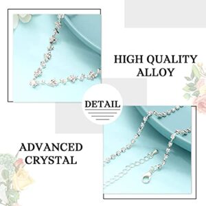 Yean Bride Silver Bridal Necklace Earrings Set Crystal Wedding Jewelry Set Rhinestone Choker Necklace for Women (A-Silver)