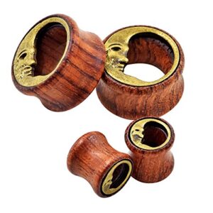 JOYTOYOU 3 Pairs Natural Wooden Ear Tunnels Plugs Hollow Double Flared Ear Expander Plugs Ear Piercing Ear Stretcher for Women and Men Gauge 20mm(3/4")