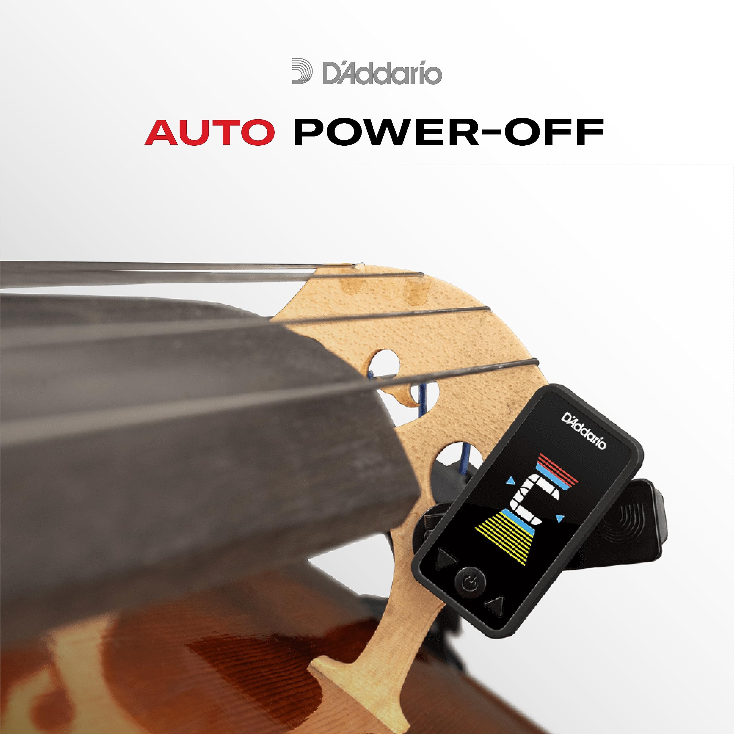 D'Addario Cello Tuner & Bass Tuner - Eclipse Headstock Tuner - Clip On Tuner for Cello or Bass - Full Color, Vertical Display with Swivel - Quick & Accurate Tuning