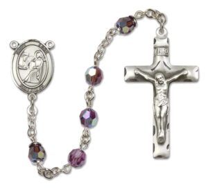 bonyak jewelry st. luke the apostle sterling silver rosary with february purple beads