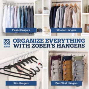 Zober Velvet Hangers 100 Pack - Heavy Duty Ivory Hangers for Coats, Pants & Dress Clothes - Non Slip Clothes Hanger Set - Space Saving Felt Hangers for Clothing