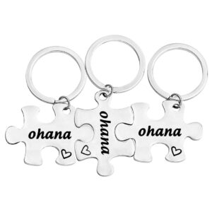 TGBJE Ohana Puzzle keychain set Ohana Means Family Keychain for Best Friend,Family (3 ohana set)