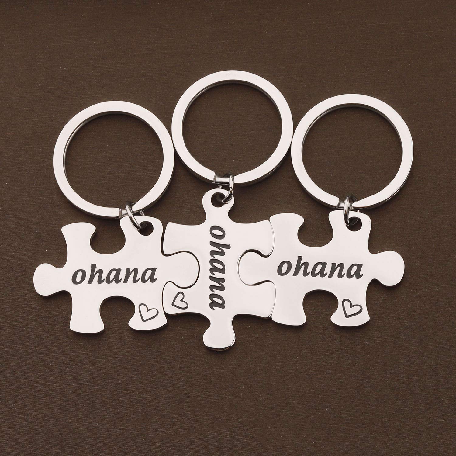 TGBJE Ohana Puzzle keychain set Ohana Means Family Keychain for Best Friend,Family (3 ohana set)