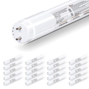 hykolity 20 pack 4ft led t8 hybrid type a+b light tube, 18w, plug & play or ballast bypass, single-ended or double-ended, 5000k, 2400lm, frosted cover, t8 t10 t12 for g13, 120-277v, ul listed