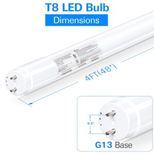 hykolity 20 Pack 4FT LED T8 Hybrid Type A+B Light Tube, 18W, Plug & Play or Ballast Bypass, Single-Ended OR Double-Ended, 5000K, 2400lm, Frosted Cover, T8 T10 T12 for G13, 120-277V, UL Listed