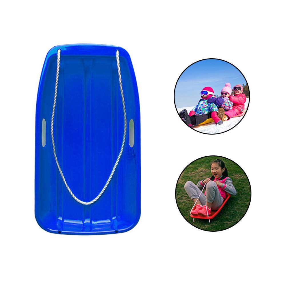 Gentlecarin Snow Sled, Toboggan Snow Sled Outdoor Plastic Snow Sled 2 Handles for Unisex Kids Adult Toboggan Sled Downhill