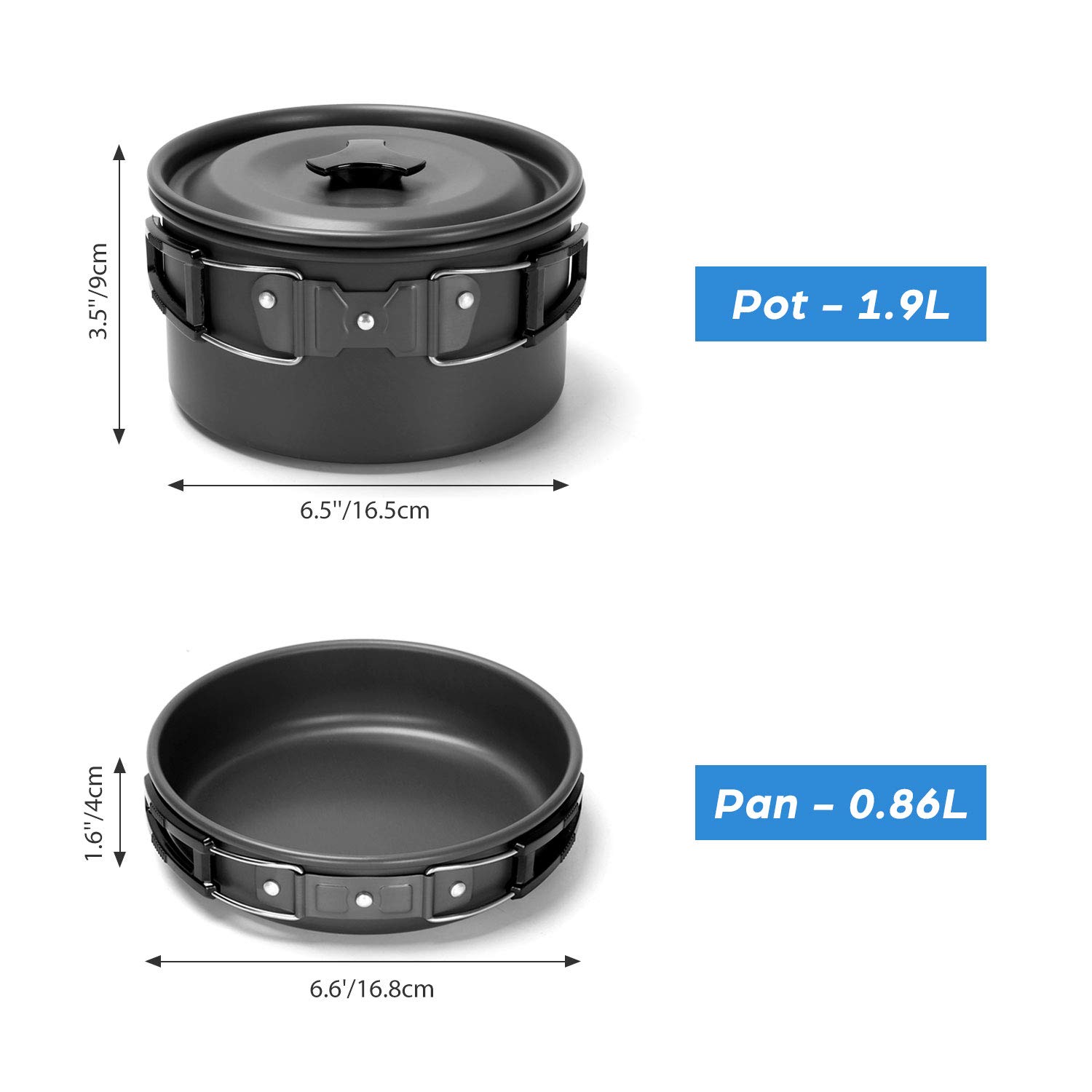 Odoland 16pcs Camping Cookware Set with Folding Camping Stove, Non-Stick Lightweight Pot Pan Kettle Set with Stainless Steel Cups Plates Forks Knives Spoons for Camping Backpacking Outdoor Picnic