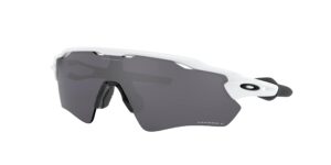 oakley men's oo9208 radar ev path rectangular sunglasses, polished white/prizm black polarized, 38 mm