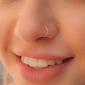 Fake Clip On Nose Ring 24g - No Piercing Needed - Smooth Tiny 925 Silver Fake Nose Piercing