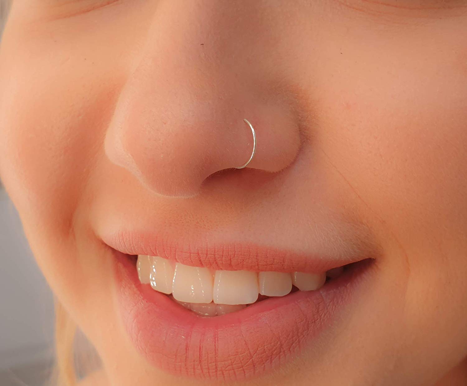 Fake Clip On Nose Ring 24g - No Piercing Needed - Smooth Tiny 925 Silver Fake Nose Piercing