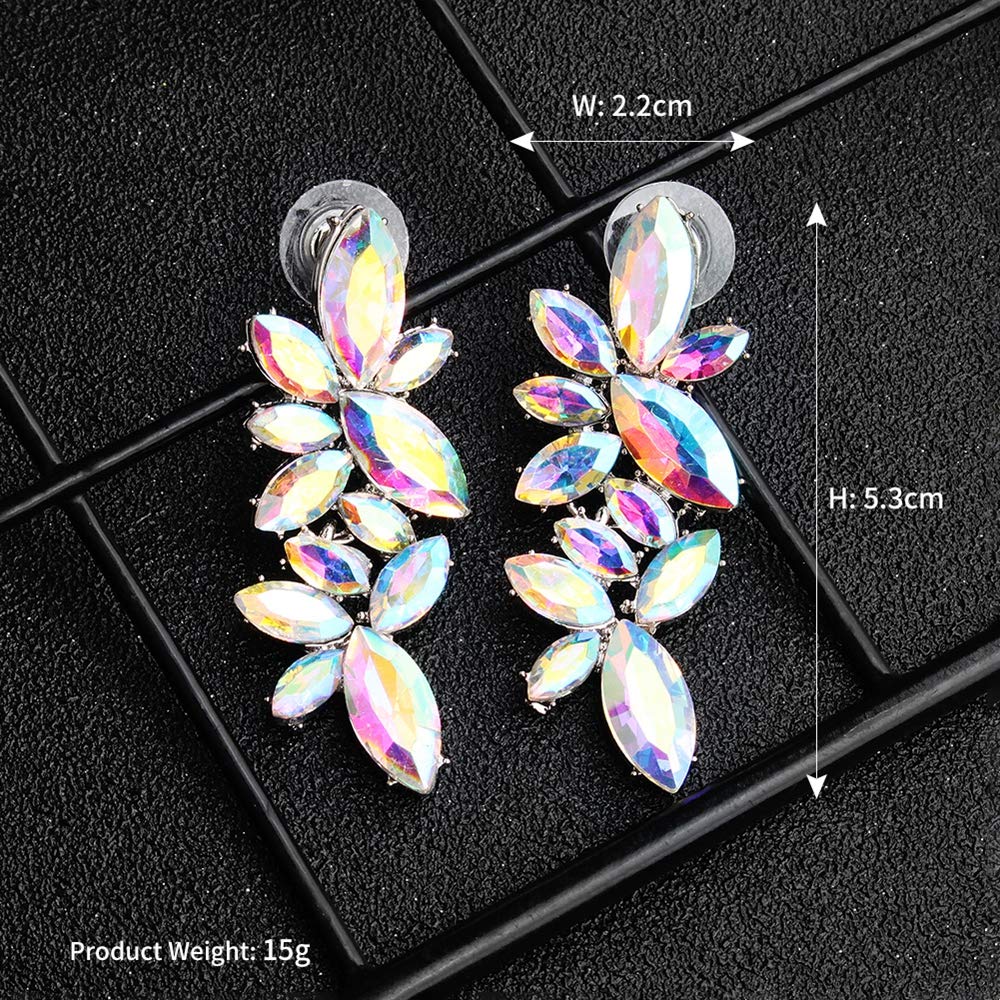 ASTRUE Rhinestone Iridescent Stud Earrings,Candy Color Dangle Drop Earrings for Women in Party Office Gift Fashion Accessory