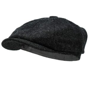 borges & scott lomond newsboy cap - 100% handwoven wool - harris tweed - water resistant - midnight - 60cm