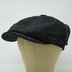 Borges & Scott Lomond Newsboy Cap - 100% Handwoven Wool - Harris Tweed - Water Resistant - Midnight - 60cm