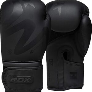 RDX Boxing Pads and Gloves Set, ConvEX Skin Leather Hook and Jab Target Focus Mitts with Punching gloves, Good for Muay Thai, Kickboxing, Martial Arts, Karate, Coaching and MMA Training Matte Black