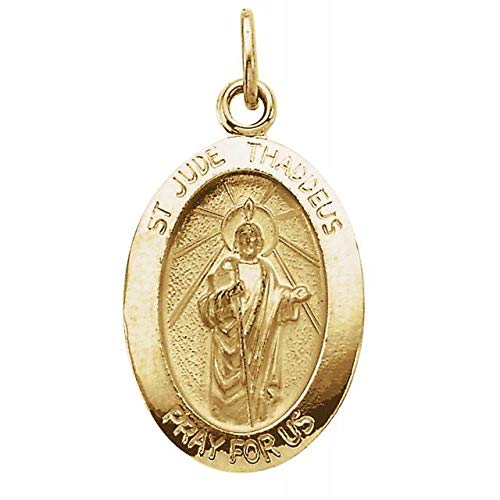 Jay Seiler 14K Yellow Gold 19x13.5 mm Oval St. Jude Thaddeus Medal St. Jude Thaddeus Medal