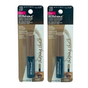 Pack of 2 Maybelline New York Brow Drama Shaping Chalk Powder, Blonde 100