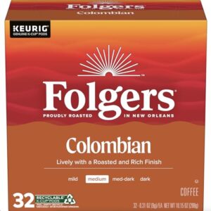 Folgers Colombian Medium Roast Coffee, 128 Keurig K-Cup Pods