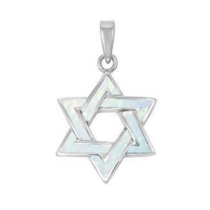 omega diamond co 13843 white opal star of david .925 sterling silver pendant