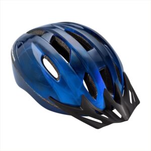 Schwinn Intercept Bike Helmet For Adult Men Women Ages 14 and Up, Can Fit Head Circumference 58-62 cm, With 10 Vents, Snap On/Off Visor, Adult Blue