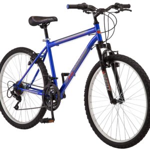 Pacific Mountain Sport Adult Hardtail Mountain Bike, Men and Women, 26-Inch Wheels, 18 Speed Twist Shifters, Front Suspension, Steel Frame, Blue