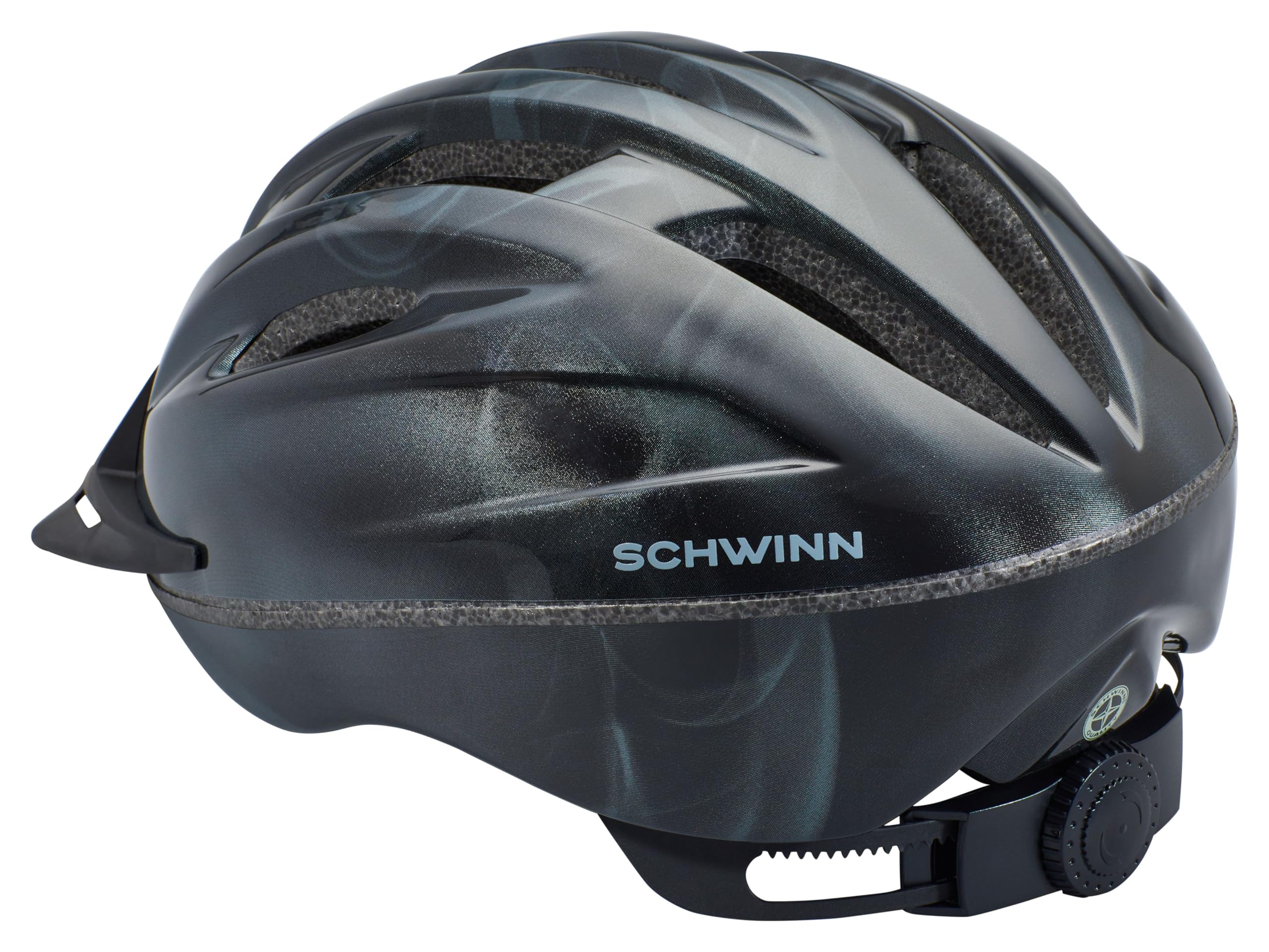 Schwinn Intercept Bike Helmet For Adult Men Women Ages 14 and Up, Can Fit Head Circumference 58-62 cm, With 10 Vents, Snap On/Off Visor, Adult Black