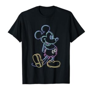 Disney Mickey And Friends Mickey Mouse Neon Line Portrait T-Shirt