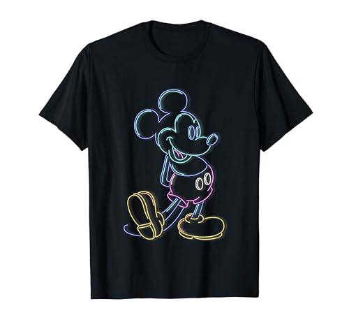 Disney Mickey And Friends Mickey Mouse Neon Line Portrait T-Shirt