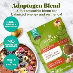 Navitas Organics Superfood+ Adaptogen Blend for Stress Support (Maca + Reishi + Ashwagandha), 6.3oz bag, 30 Servings — Organic, Non-GMO, Vegan, Gluten-Free, Keto & Paleo.