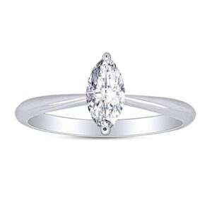 affy 8x4mm marquise shape cubic zirconia in 14k white gold over sterling silver solitaire engagement rings (ring size-6)